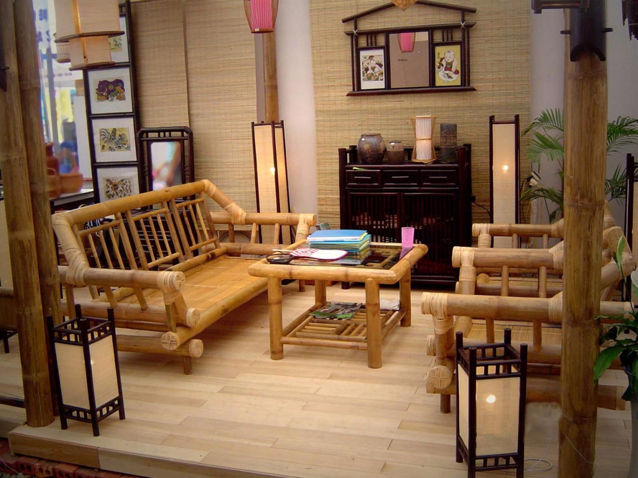 Vật liệu tre trong nội thất phòng khách