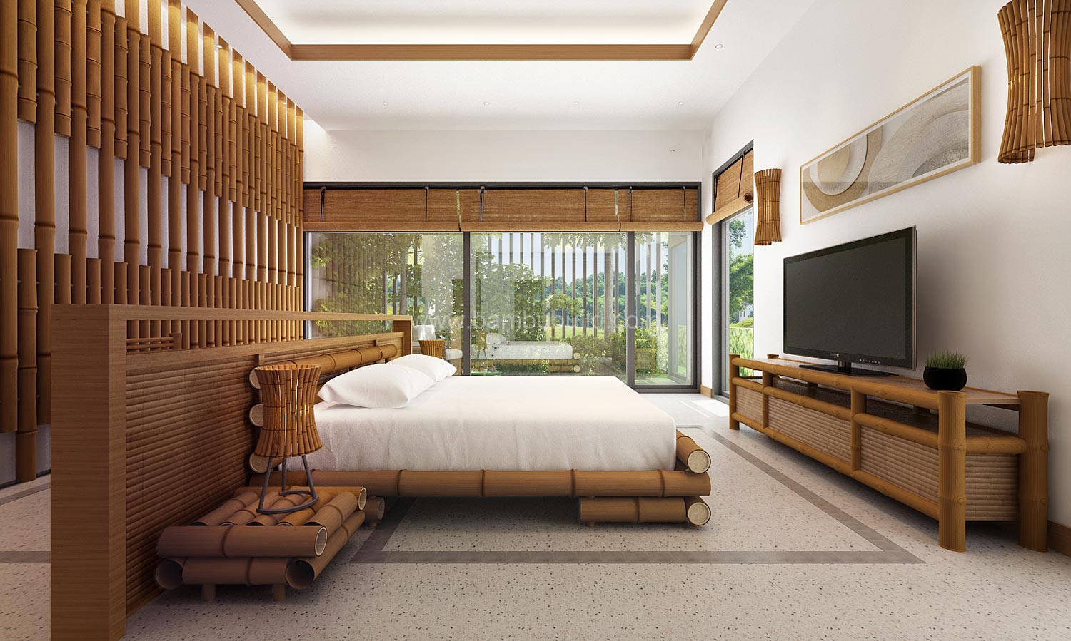 Vật liệu tre trong nội thất phòng ngủ