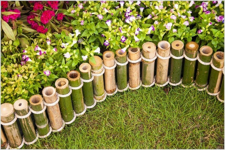 Đốt tre trang trí bồn hoa